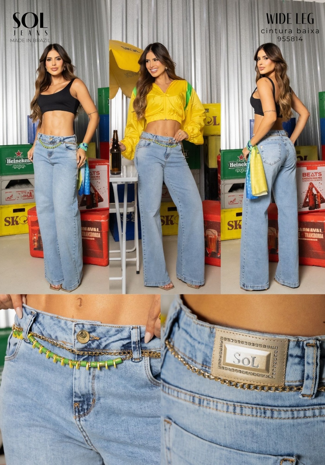 Calça Wide Leg Cintura Baixa