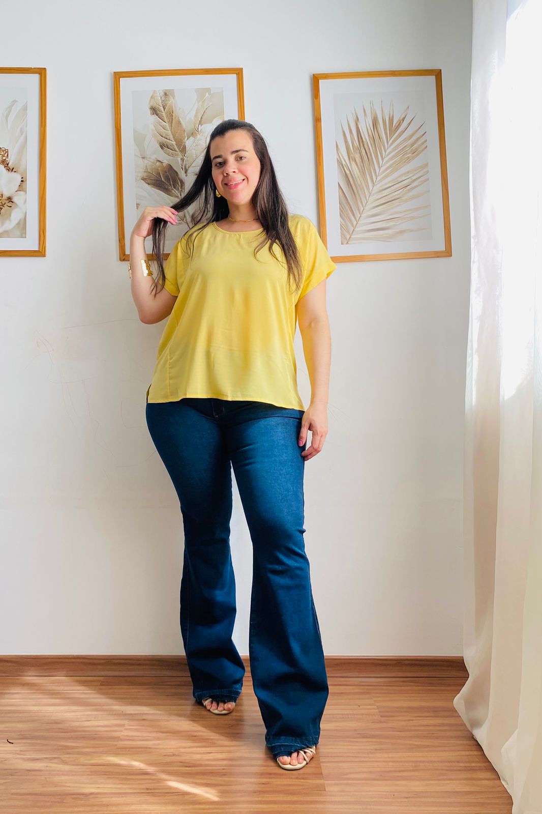Blusa Amarela Manga Curta